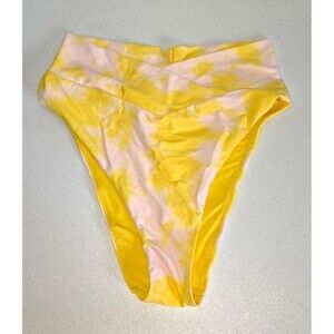 Aerie Swim Bathing Suit Bottom High-Waist High Cut Cheeky Yellow NEW Large L